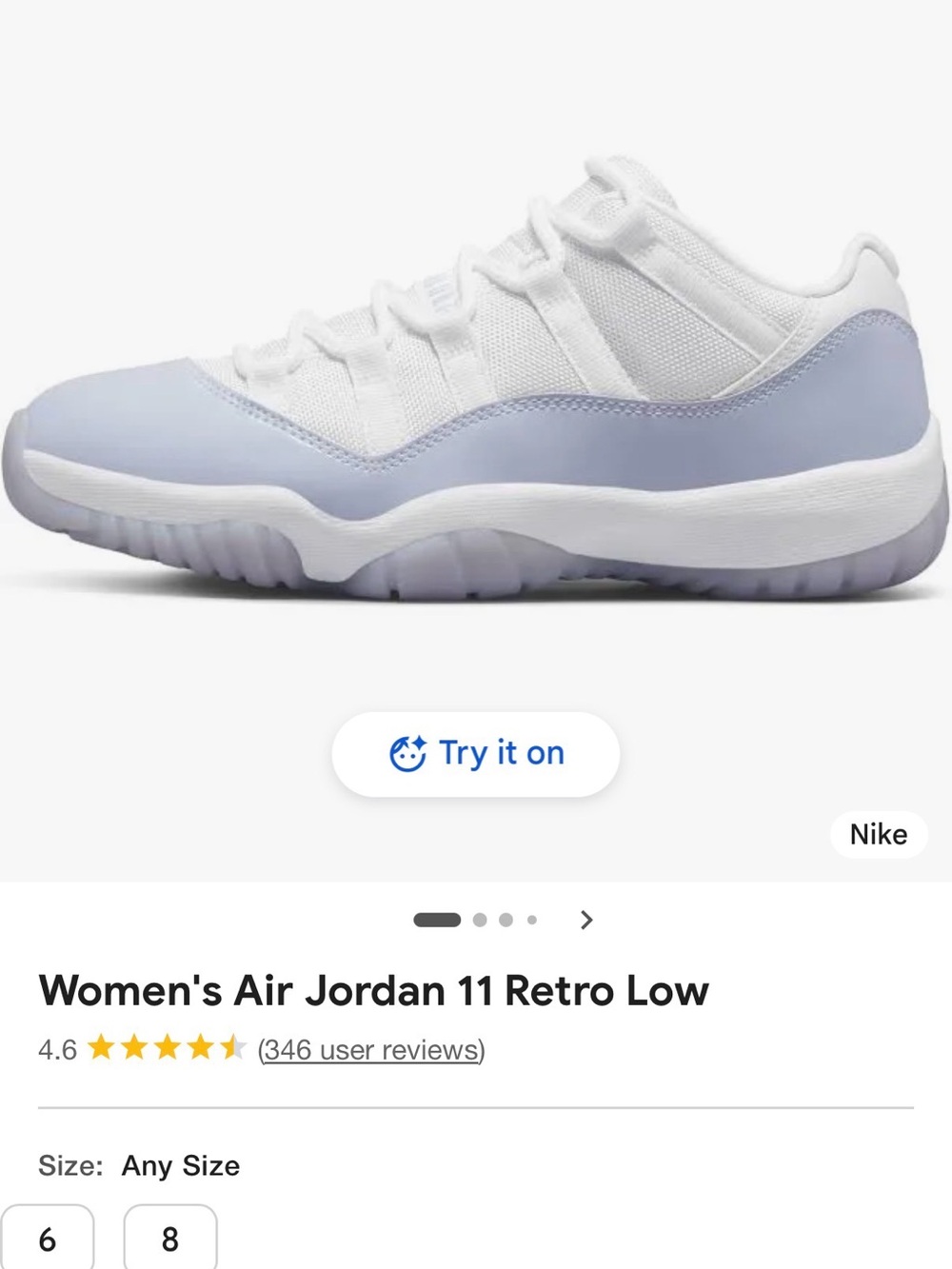 Jordan Women's 11 Retro Low - White and Light Lavender NO BOX!!!